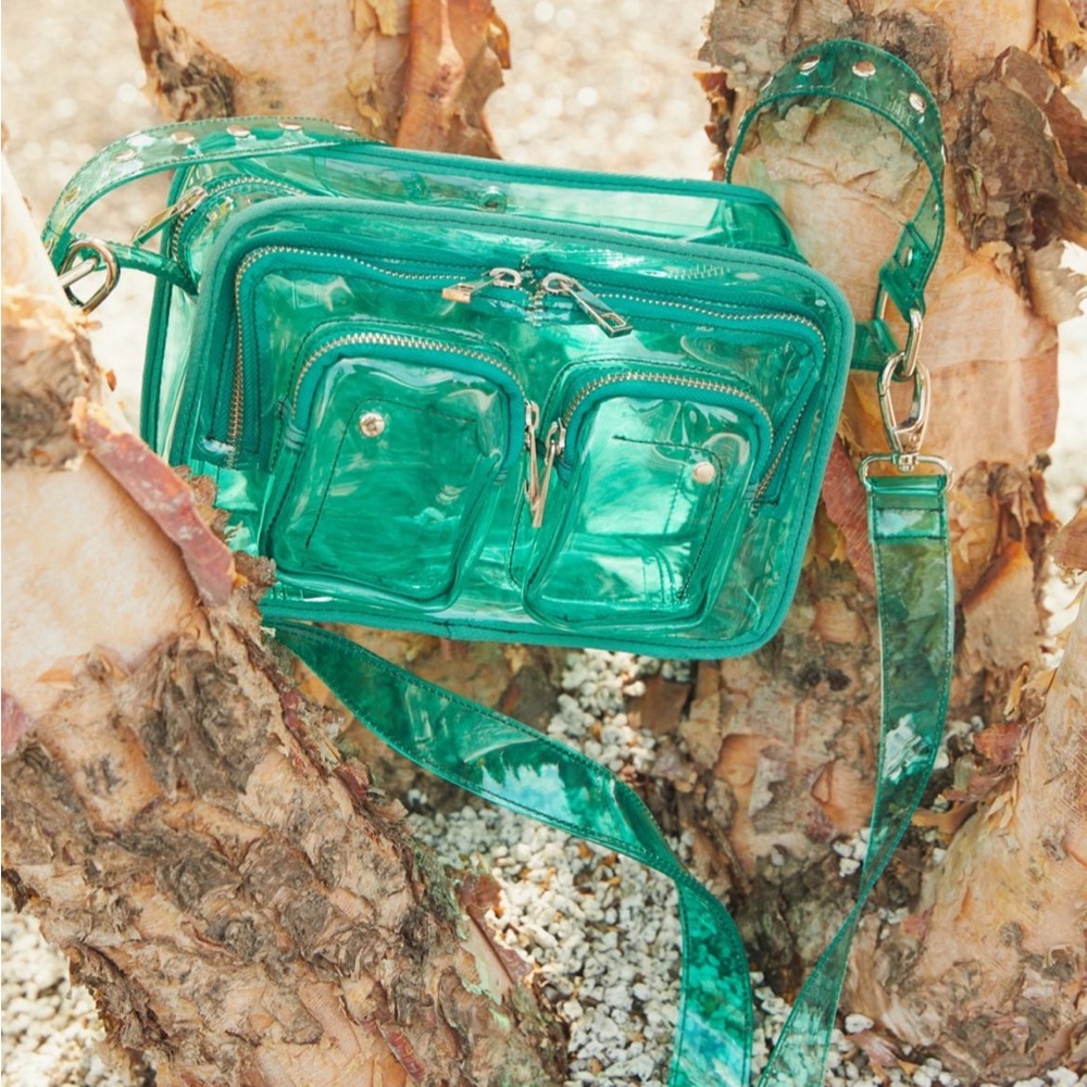 Nunoo Ellie Green PVC Convertible Crossbody bag
